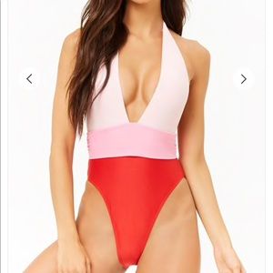 Colorblock One-Piece Swimsuit forever21